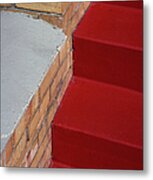 Urban Abstract Photography - Red Stairs Metal Print