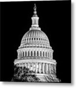 Us Capitol Dome In Black And White Metal Print