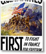 Us Marines - First To Fight In France Metal Print