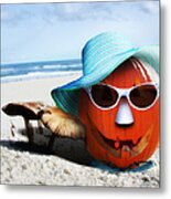 Vacationing Jack-o-lantern Metal Print