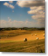 Val D'orcia Field With Hay Balls Metal Print