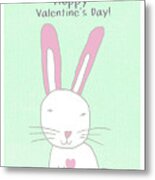 Valentine Bunny- Art By Linda Woods Metal Print