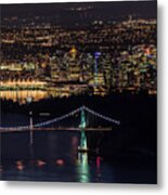 Vancouver Night From Cypress Mountain Metal Print