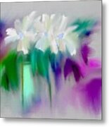 Vase And Blooms Abstract Metal Print