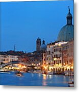 Venice Canal Night Panorama Metal Print