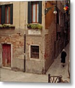 Venice Lady In Black Metal Print