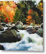 Vermonts Fall Color Rapids Metal Print