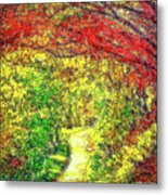 Vibrant Garden Pathway - Santa Monica Mountains Trail Metal Print