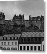View Of Heidelberg Castle B W Metal Print