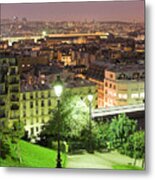 View Of Paris City At Sunrise From Montmartre Metal Print