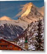 Village Of Zermatt With Matterhorn Metal Print