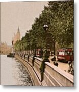 Vintage 1890s The Embankment River Thames London Metal Print
