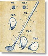 Vintage 1910 Golf Club Patent Artwork Metal Print