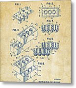 Vintage 1961 Toy Building Brick Patent Art Metal Print