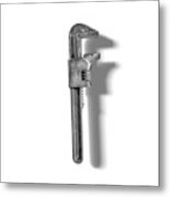 Vintage Adjustable Wrench Backside In Black And White Metal Print