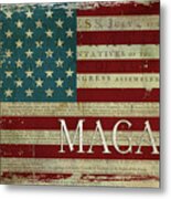 Vintage American Flag Americana Maga Declaration Of Independence Metal Print