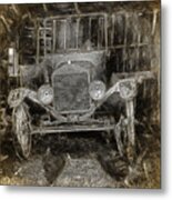 Vintage Auto Neglected In A Barn Metal Print