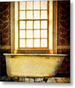 Vintage Clawfoot Bathtub By Window Metal Print