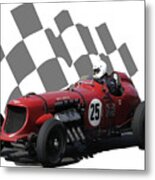 Vintage Racing Car And Flag 3 Metal Print
