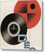 Vintage Vinyl Records Art Deco Metal Print
