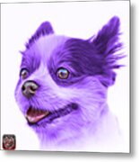 Violet Pomeranian Dog Art 4584 - Wb Metal Print