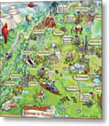 Virginia Illustrated Map Metal Print