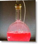 Volumetric Flask With Pink Liquid Chemical Experiment Metal Print