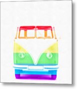 Vw Van Rainbow Metal Print