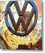 Vw Volkswagen Emblem With Rust Metal Print