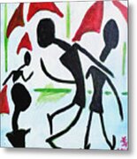 Walking In The Rain Metal Print