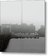 Wando River Bridge Fog Metal Print