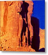 Warrior In The Rock In Monument Valley Metal Print