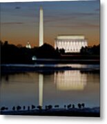 Washington Dc - Capitol - Washington Monument And Lincoln Memorial Metal Print