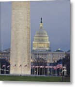 Washington Monument And United States Capitol Buildings - Washington Dc Metal Print