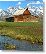 Water By The Barn Metal Print