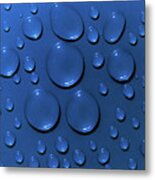 Water Drops Pattern On Blue Background Metal Print