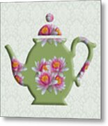 Water Lily Pattern Teapot Metal Print