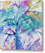 Watercolor - Colorful Abstract Tree Metal Print