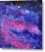 Watercolor Galaxy Pink Nebula Metal Print