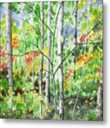 Watercolor - Northern Forest Metal Print