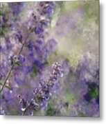Watercolor Painting Of Wild Lavender Plant Landscape With Shallow Depth Of Field Metal Print