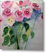 Watercolor Pink Roses Metal Print