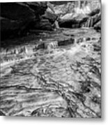 Waterfall In Black And White Metal Print