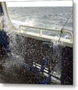 Waves Splash Over The Side Of A Ship Metal Print