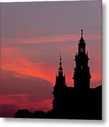 Wawel Castle And Cathedral Silhouette In Krakow Metal Print