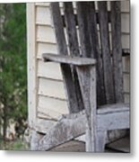 Weathered Porch Chair Metal Print