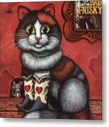 Western Boots Cat Painting Metal Print
