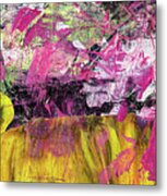 Whatever Makes You Happy - Large Pink And Yellow Abstract Painting Metal Print