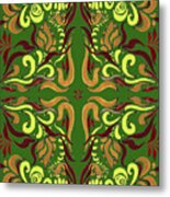 Whimsical Organic Pattern In Yellow And Green I Metal Print