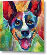 Whimsical Rat Terrier Dog Painting Metal Print